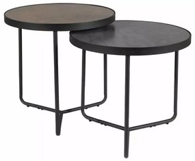 Stoliki pomocnicze PENELOPE zestaw 2 szt. Ø 50 cm, brązowy/czarny