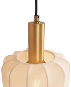 Lampa wisząca Japandi czarno-złota z beżowym kloszem 3-punktowa - PluniJapandi Oswietlenie wewnetrzne
