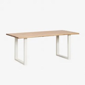 Rectangularny Stół Jadalniany 180x90 Cm Z Drewna Akacjowego I Stali Maupi Gardenia Biel - Sklum