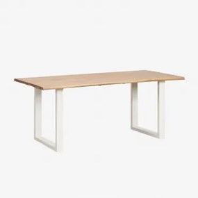 Mesa Do Jantar Retangular Em Madeira De Acácia E Aço (180x90 Cm) Maupi Gardenia Biel - Sklum