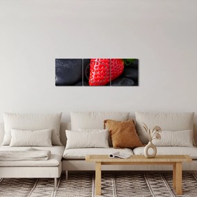 Obraz truskawki (z zegarem) (90x30 cm)