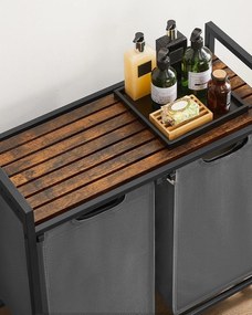 Kosz na Pranie Dwukomorowy Szary, Szafka - BLH201G01