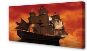 Obraz drukowany na płótnie Statek o Zachodzie Słońca