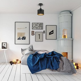 Lampa sufitowa czarna jednopunktowa z czarnym abażurem B-1010SC-SC E27