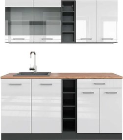 Pojedyncza kuchnia biały wysoki połysk/antracyt 160x60x81.6 r-line