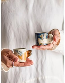 Niebiesko-kremowe kamionkowe filiżanki na espresso zestaw 2 szt. 55 ml Hezha – Bloomingville
