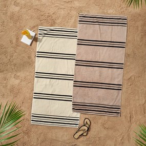 Beżowy ręcznik plażowy 75x150 cm Banded Stripe – Catherine Lansfield