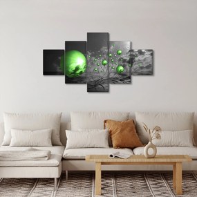 Obraz zielonych abstrakcyjnych kul (125x70 cm)