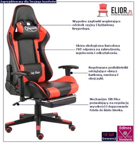 Czerwono-czarny fotel ergonomiczny dla gracza - Silmi
