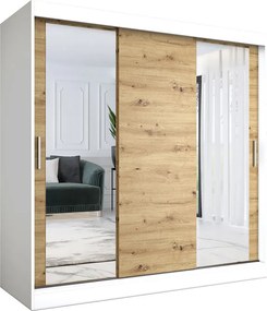 Szafa przesuwna biały + dąb artisan 200 cm G9-G86