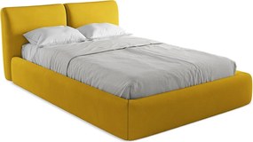 Łóżko 160 x 228 - z tkaniny szenilowej - musztardowy - HOKU