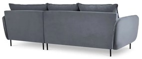 Szara narożna aksamitna sofa prawostronna Cosmopolitan Design Vienna