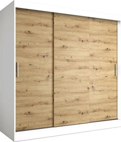 Szafa przesuwna 200 cm biały + dąb artisan T5-A22