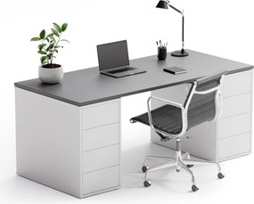 Biurko z przestrzenią do przechowywania BLOCK B03, 180x80 cm, biały/grafit