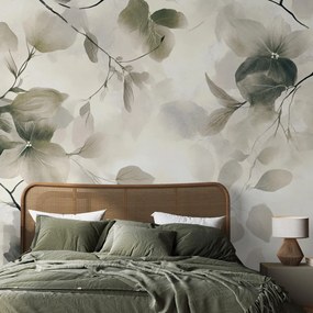 Fototapeta - Eleganckie zielone liście (196x136 cm)