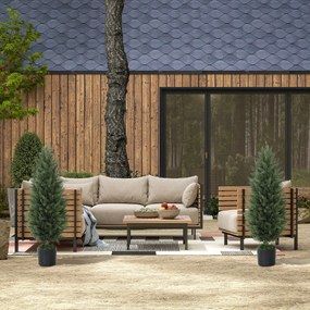 HOMCOM Zestaw 2 Sztucznych Cyprysów, Drzewka Sztuczne z 831 Liśćmi, z Cementową Doniczką, Odporny na UV, Sztuczna Roślina, 90 cm, Zielony