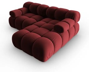 Czerwony aksamitny narożnik (prawostronny) Bellis – Micadoni Home