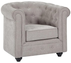 Fotel z szarej tkaniny CHESTERFIELD