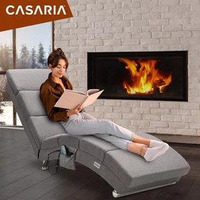 Casaria Leżanka LONDON z funkcją masażu i ogrzewania, 186×55×89cm, szara