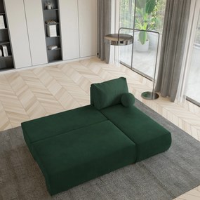 Masseno Narożnik PARVELO z funkcją spania i pojemnikiem na pościel Narozniki L, Rozkładana sofa - Butelkowa zieleń