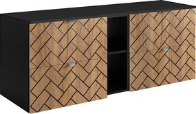 Meble łazienkowe, Złoty dąb rzemieślniczy, 140 x 57 x 46 cm, srebrne uchwyty