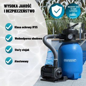 Filtr piaskowy do basenu AQUA z kulami filtrującymi 5 000 l/h, niebieska Monzana