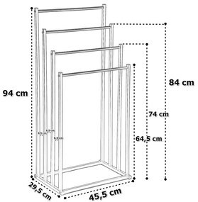 Czarny stojak 4-ramienny na ręczniki E4-C26