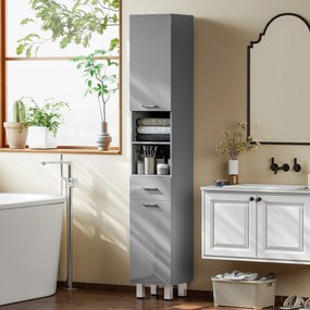 kleankin Szafka łazienkowa, komoda, z półkami i szufladą, regulowana, Szary | Aosom PL