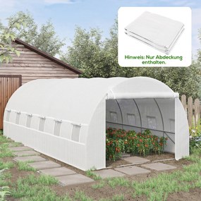 Outsunny Folia zamienna do szklarni 6x3x2 m, wytrzymała, odporna na rozdarcia, 12 okien, drzwi, Zielona