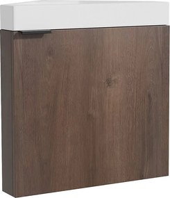Wisząca narożna szafka pod umywalkę ciemny naturalny - 56 cm - MANODO