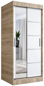 Szafa przesuwna MODUO COMFORT 3 90 dąb sonoma/biała mat z lustrem MKPOL