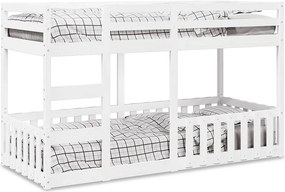 Łóżko piętrowe Białe 90x200 cm z Litego Drewna Sosnowego dla Dzieci