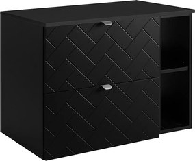 Meble łazienkowe, Czarny Mat, 80 x 57 x 46 cm, uchwyty srebrne