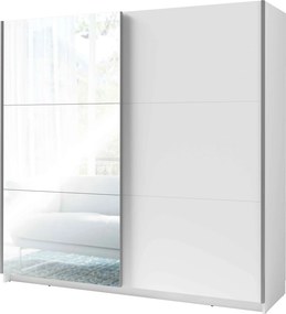 Szafa Przesuwna BELDEN 150,6 cm z Lustrem Szafa Dwudrzwiowa, Biały