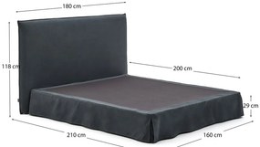Antracytowe tapicerowane łóżko dwuosobowe 160x200 cm Jaira – Kave Home