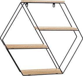 STILISTA Półka ścienna sześciokątna, św. drewno, 51x58x11 cm