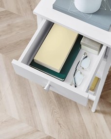 Stolik Boczny Szafka Nocna z Szufladą Biała - LET502B14