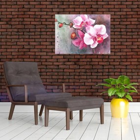 Obraz na szkle - Orchidee, akwarela (70x50 cm)