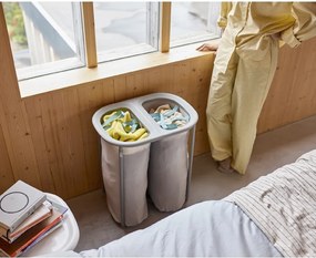 Jasnoszary tekstylny kosz na pranie 2x40 l Duo – Joseph Joseph