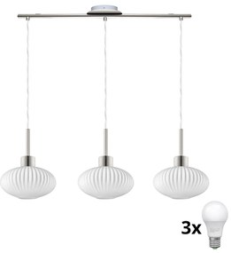 LED żyrandol na lince HARMA 3xE27/60W/230V matowy chrom/biały