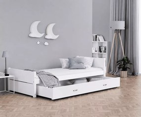 Łóżko dziecięce Modig 90x200 z szufladą białe/szare stelaż Flex