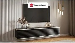 Szafka RTV wisząca z 3 drzwiczkami z MDF - Czarny i Złoty - ALESAR marki Pascal MORABITO