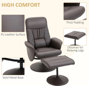 HOMCOM Zestaw foteli 2 częściowy, fotel z podnóżkiem, fotel relaksacyjny z podnóżkiem, regulowane wysokości, nachylane oparcie, brązowy