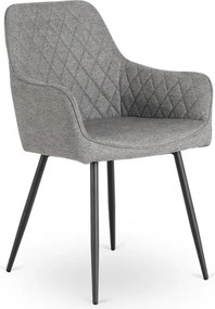 Zestaw Stół Prostokątny Rozkładany HAMPTON 160-240 cm Dąb/Czarny i 4 Krzesła Tapicerowane BRESSO 2 Szare