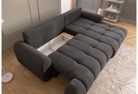 Narożnik Lutario Mini z funkcją spania prawostronny - ciemnoszara plecionka hydrofobowa Venice 2021