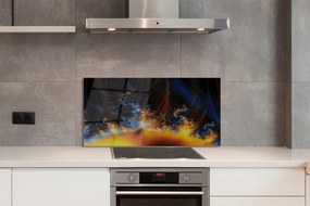 Panel szklany do Kuchni Kontrast Błękitu i Żółci