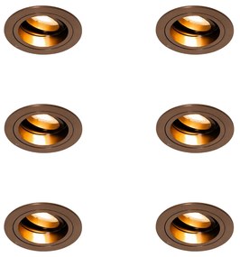 Zestaw 6 wpuszczanych reflektorów w kolorze ciemnego brązu, okrągłe, regulowane - Chuck