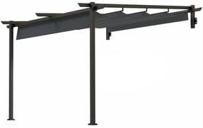 Outsunny Pawilon pergola 3x3 m montaż ścienny z regulowanym dachem wiatroodporna do ogrodu i tarasu ciemnoszary | Aosom PL