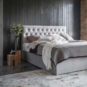Łóżko kontynentalne LOREE VELVET 180x200 szare z pojemnikiem ELTAP