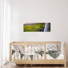 Obraz wodospadów (z zegarem) (90x30 cm)